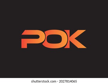 P O K lettering logo is simple