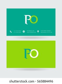 P & O Letter logo design vector element with Business card
