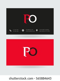 P & O Letter logo design vector element with Business card
