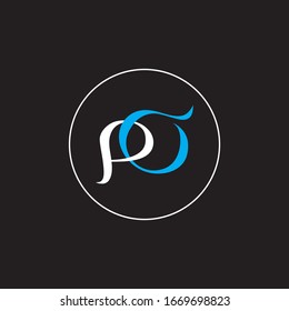 P O letter logo vector design on black color background.P O letter design for business logo.po