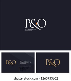 P & O letters Joint logo icon and Business card vector template.