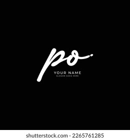 P, O, PO Initial letter handwriting and signature vector logo