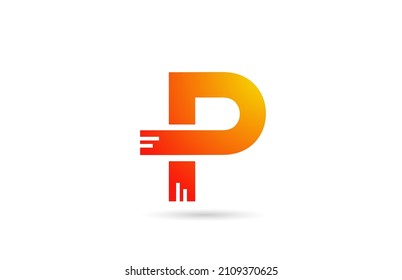 P orange gradient alphabet letter logo icon design. Creative template for business