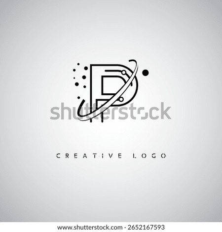 P Orbit Monogram Logo – Futuristic Minimal Letter mark with Circular Line Art, Tech-Inspired Dots and Space Motion Concept for Modern Branding Identity
