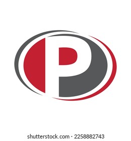 P oval letter logo template