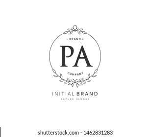 P A PA Beauty vector initial logo, handwriting logo of initial signature, wedding, fashion, jewerly, boutique, floral and botanical with creative template for any company or business.