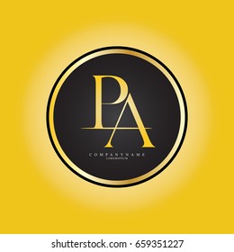 P  & A or PA Letter Logo Design Company with Circle Shape . Logo Template Design Vector 