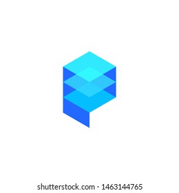 P Panel logo design, Letter P with screen shape, 3D Geometric letter P logo .vector