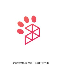 p paw letter tech logo vector icon illustration