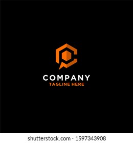 P, PC, CP letter initial vector logo concept.