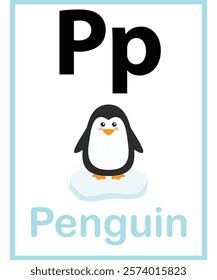 P for penguin vector worksheet for kids