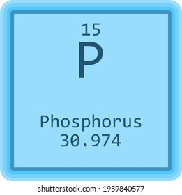 P Phosphorus Non reactive metal Chemical Element Periodic Table. Square vector illustration, colorful clean style Icon with molar mass and atomic number for Lab, science or chemistry education.