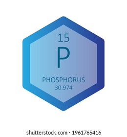 P Phosphorus Non reactive metal Chemical Element Periodic Table. Hexagon gradient vector illustration, simple clean style Icon with molar mass and atomic number for Lab, science or chemistry.