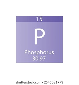 P Phosphorus Non reactive metal Chemical Element Periodic Table. Simple flat square vector illustration, simple clean style Icon with molar mass and atomic number for Lab, science or chemistry class.