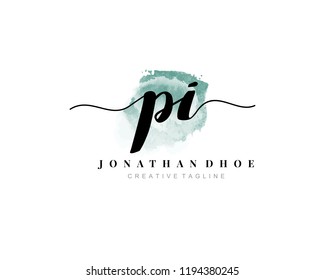 P I PI Initial watercolor logo on white background. Logo template vector