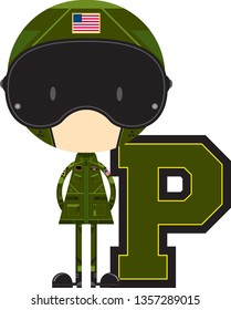 P is for Pilot Armed Forces Educational Illustration