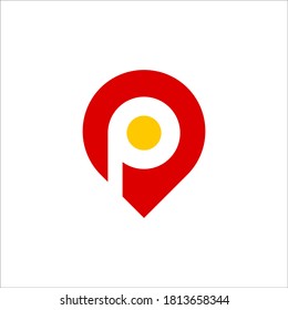 Signo vectorial de diseño de logotipo local de pin P