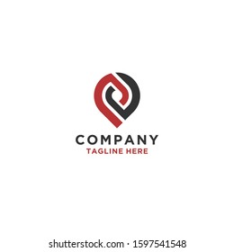 P pin location letter initial vector logo concept.
