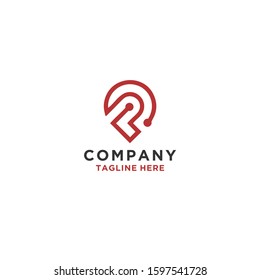 P pin location letter initial vector logo concept.