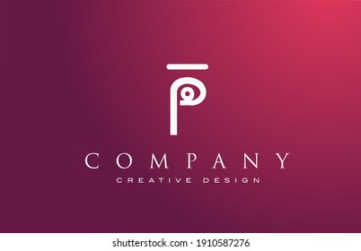 P pink white alphabet letter logo icon. Design for lettering and corporate identity. Elegant template with vintage abstract style
