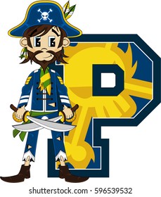 P is for Pirate Alphabet Learning Illustration