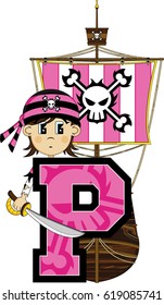 P is for Pirate Alphabet Learning Illustration