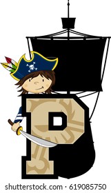 P is for Pirate Alphabet Learning Illustration