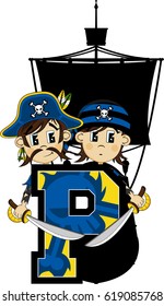 P is for Pirate Alphabet Learning Illustration