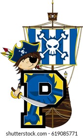 P is for Pirate Alphabet Learning Illustration