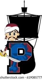 P is for Pirate Alphabet Learning Illustration