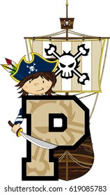 P is for Pirate Alphabet Learning Illustration