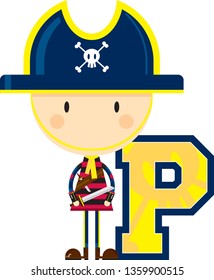 P is for Pirate Educational Illustration
