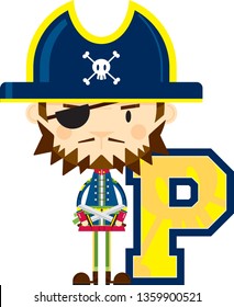 P is for Pirate Educational Illustration
