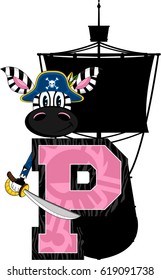 P is for Pirate Zebra Alphabet Learning Illustration