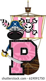 P is for Pirate Zebra Alphabet Learning Illustration