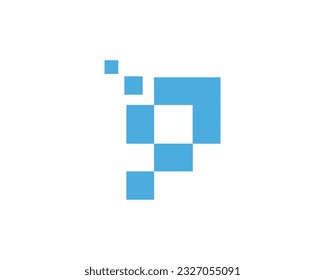 P Pixel letter logo design template