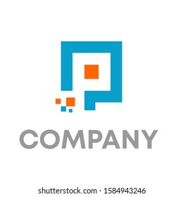 p pixel logo icon design template sign