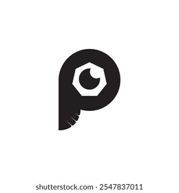 P pixel photo camera logo design illustration