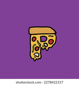 p from pizza vector fast food alphabet and number