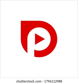 P play button logo design vector sign