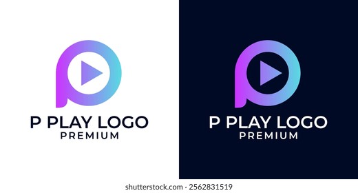 P Play Icon Button Logo Design. Letter P Play Video Logo Vector. Vector Logo Design Template of Letter P, Play, Video, Videography, Streaming, Channel, Multimedia, Colorful Modern Minimalist Style.