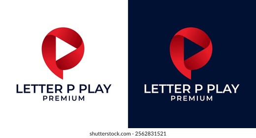 P Play Icon Button Logo Design. Letter P Play Video Logo Vector. Vector Logo Design Template of Letter P, Play, Video, Videography, Streaming, Channel, Multimedia, Colorful Modern Minimalist Style.