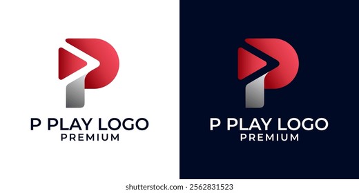 P Play Icon Button Logo Design. Letter P Play Video Logo Vector. Vector Logo Design Template of Letter P, Play, Video, Videography, Streaming, Channel, Multimedia, Colorful Modern Minimalist Style.