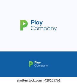 P play letter video logo