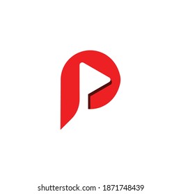 P play logo design template.