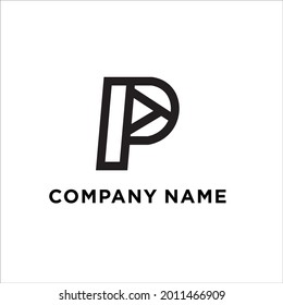 P Play Logo Stock Vector