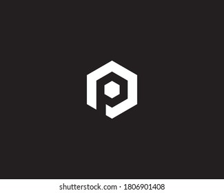 P Polygon Logo Design Black and White