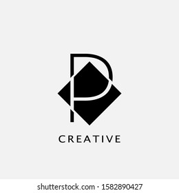 P Polygon  Rhombus Geometrical Letter Logo. Monogram color letter logo with  polygon geometric vector design concept.