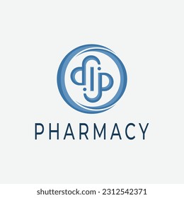 Logotipo de la píldora de la letra P o PP, simple y moderno, adecuado para la industria de la salud, médica, farmacéutica, farmacia, farmacia, medicamentos, etc.