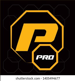 P pro octagon logo design .EPS 10